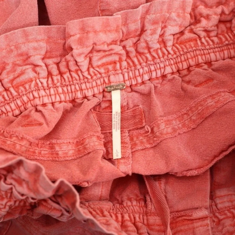 Free People Wind Drift Convertible Pants Utility Shorts Zipper Coral size L - Picture 8 of 9